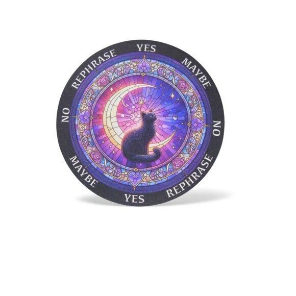 Mystical Cat Pendulum Board 6" - Reversible Coaster & Divination - New - Picture 1 of 8